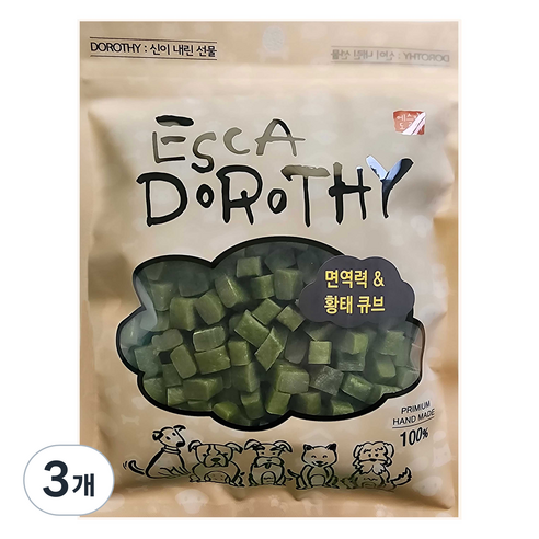 에스카도로시 강아지 큐부 간식 면역력 앤 황태, 500g, 3개, 황태맛