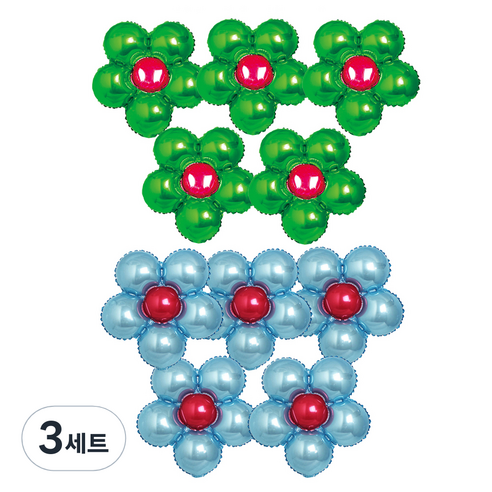 파티쇼 플라워 은박 풍선 그린 5p + 라이트블루 5p, 그린 + 라이트블루, 3세트