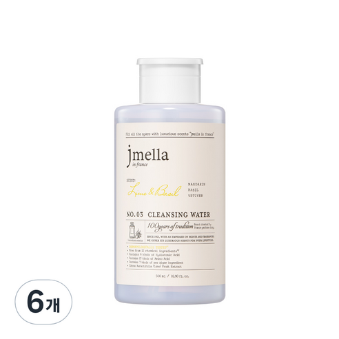 제이멜라 인 프랑스 라임 앤 바질 클렌징 워터, 6개, 500ml