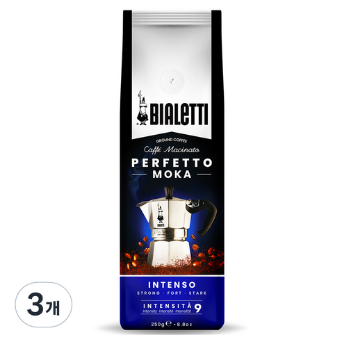 비알레띠 페르페토 분쇄 커피 인텐소, 모카포트, 250g, 3개