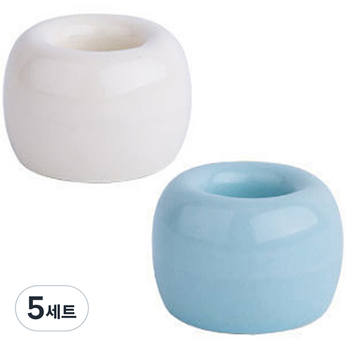 도자기 칫솔꽂이 2p, 블루 + 화이트, 5세트
