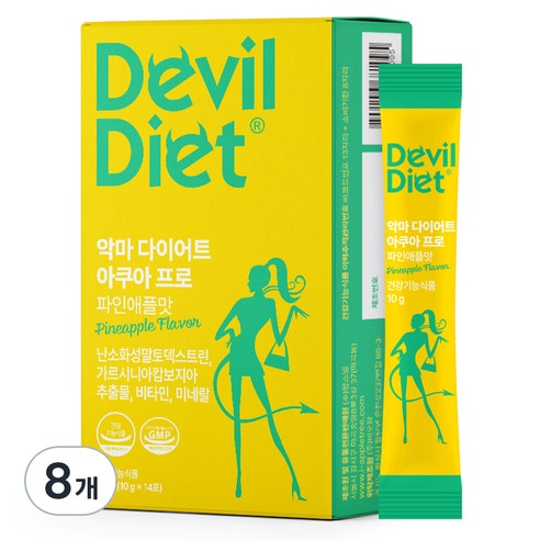 악마다이어트 아쿠아 프로 파인애플맛 가르시니아 14p, 140g, 8개