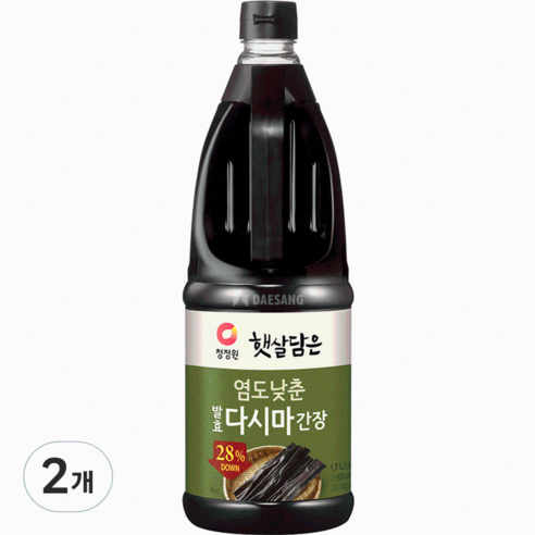 청정원 햇살담은 염도낮춘 발효다시마 간장, 2개, 1.7L