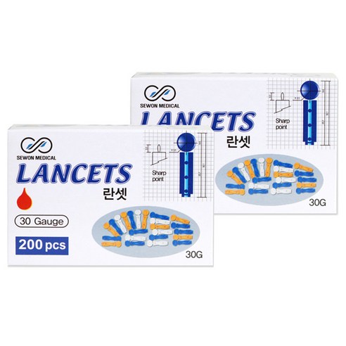 세원메디칼 비멸균 란셋 30G 십자형, 2개, 200개입
