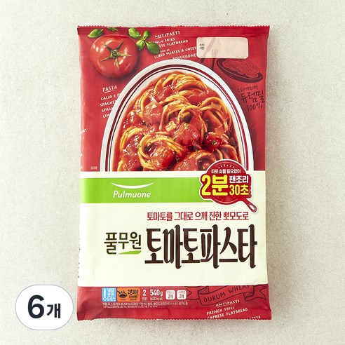 풀무원 뽀모도로 토마토 파스타 2인분, 6개, 540g