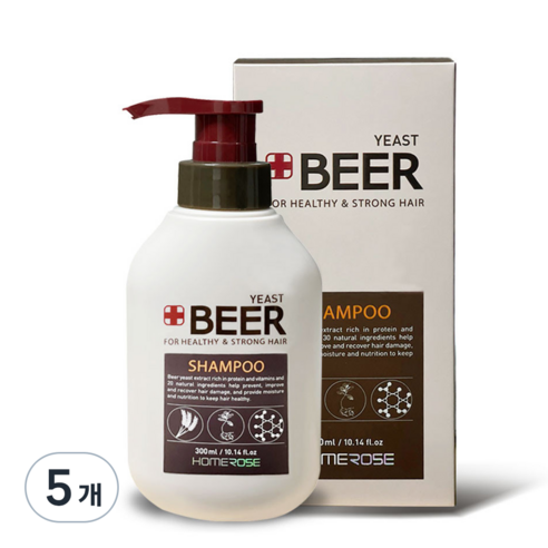 홈로즈 맥주 효모 샴푸, 300ml, 5개