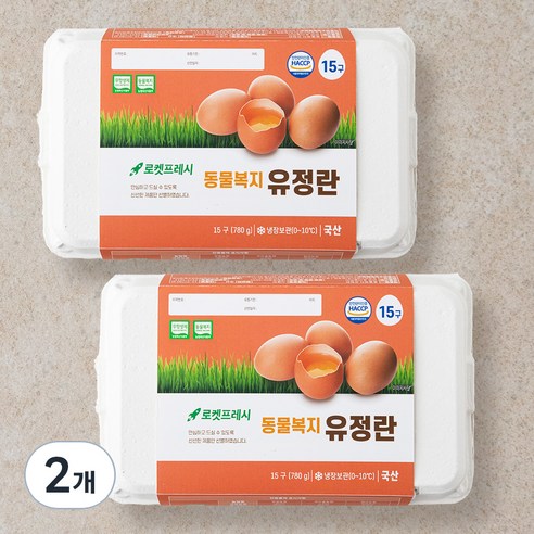 동물복지 유정란 15구 780g, 2개