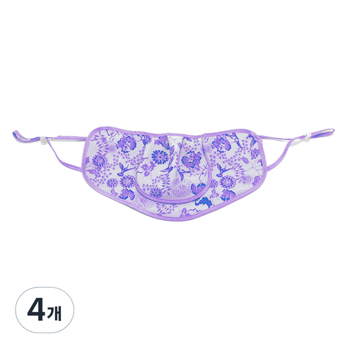 구리원사 2단 T3 꽃무늬 햇빛차단 마스크 24 x 12.5 cm, 1개입, 4개, 퍼플