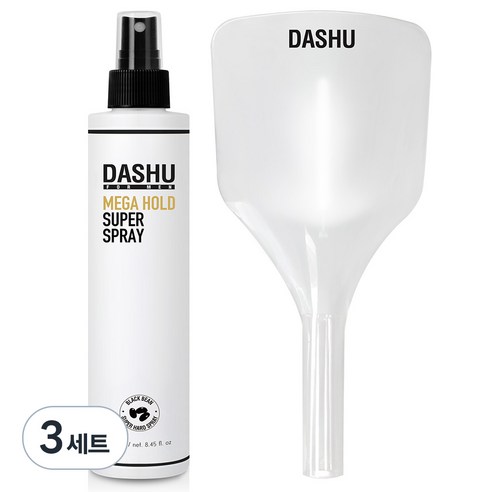 다슈 포 맨 프리미엄 메가 홀드 슈퍼 헤어스프레이 250ml + 씨쓰루 페이스 커버 투명, 3세트