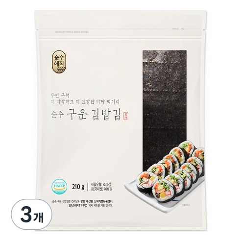 순수해작 구운 김밥김 100p, 210g, 3개