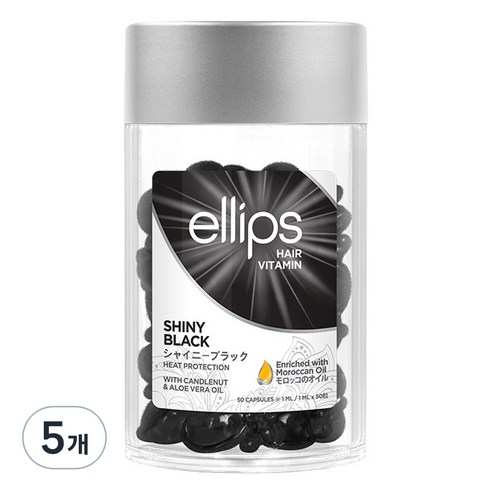 엘립스 헤어 비타민 샤이니 블랙 위드 캔들넛 앤 알로에베라 50p, 50ml, 5개