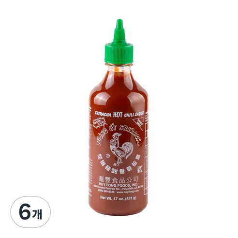허이펑 닭표 스리라차 핫 칠리 소스, 481g, 6개