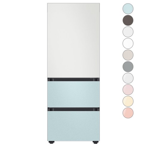 [색상선택형] 삼성전자 비스포크 김치플러스 3도어 키친핏 냉장고 313L 방문설치, 코타화이트+모닝블루, RQ33C74C3AP