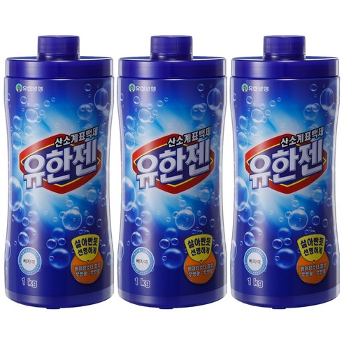 유한젠 산소계 표백제 분말형 용기, 1kg, 3개