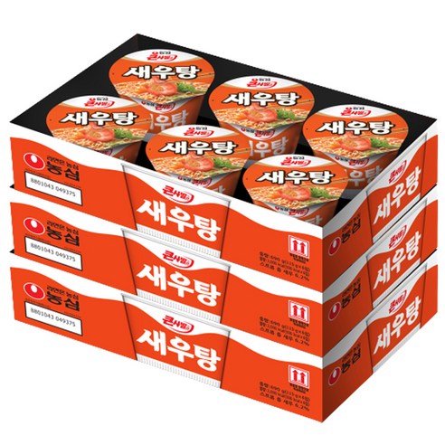 농심 새우탕 큰사발면 115g, 18개