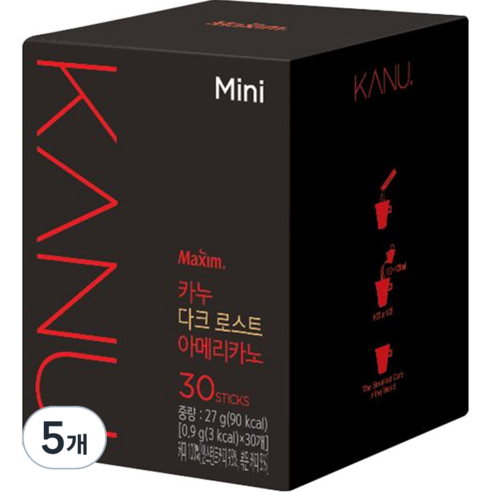 카누 다크 로스트 아메리카노 미니 원두커피믹스, 0.9g, 30개입, 5개