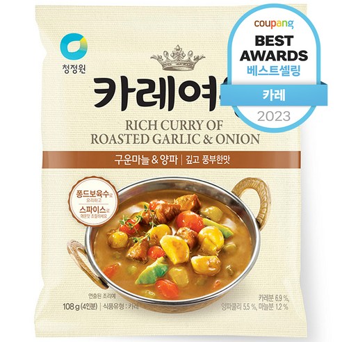 청정원 카레여왕 구운마늘&양파, 108g, 1개