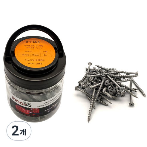 이노공구 목재용 코스나사 컷팅 델타도금 4.6 x 75 mm 1343, 2개