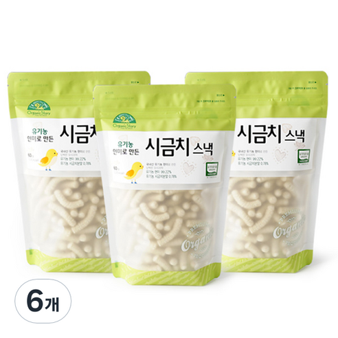 오가닉스토리 유기농 현미로 만든 시금치 스낵, 60g, 6개