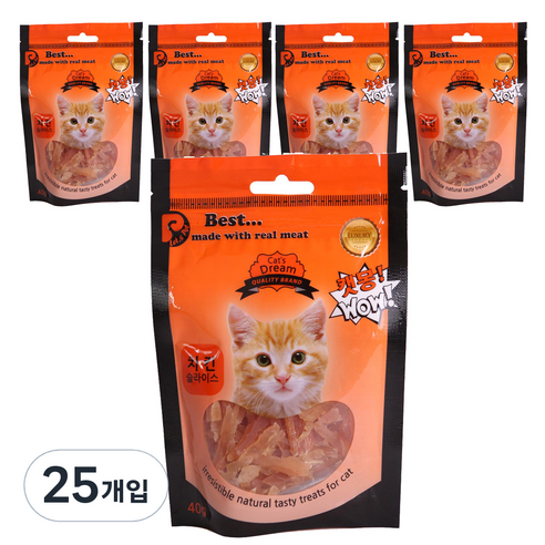 캣몽 고양이용 간식 치킨슬라이스 닭 40g, 닭고기맛, 25개