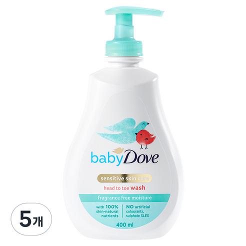 베이비도브 유아용 바디워시 프래그런스 프리, 400ml, 5개