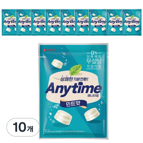 롯데 애니타임 민트 캔디, 185g, 10개