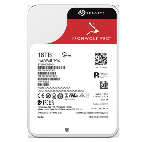 씨게이트 IronWolf Pro HDD, ST18000NT001, 18432GB