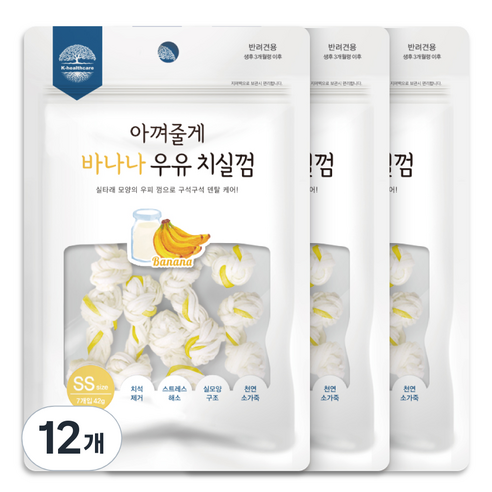 굿데이 아껴줄게 강아지 치실껌 SS 7p, 바나나 우유, 42g, 12개