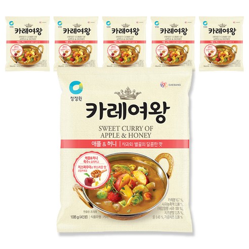 대상 청정원 카레여왕 애플&허니 사과와 벌꿀의 달콤한맛, 108g, 6개