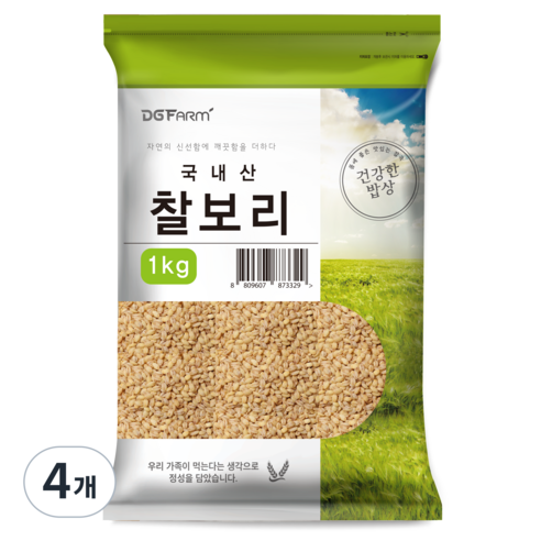 대구농산 건강한밥상 국산 찰보리쌀, 1kg, 4개