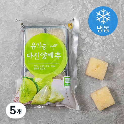 유기가공식품 인증 웰팜넷 유기농 다진양배추 (냉동), 100g, 5개