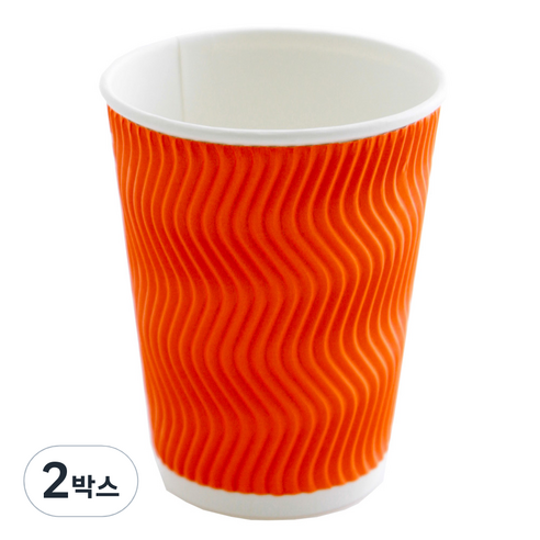 3중 단열 웨이브 종이컵 오렌지 360ml, 1개입, 100개