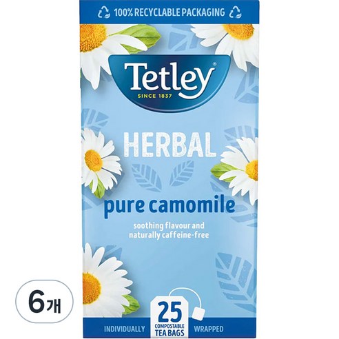 테틀리 카모마일 티백, 1.3g, 25개입, 6개