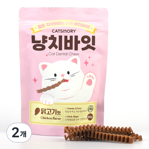 캣츠모리 고앙이 냥치바잇 껌, 2개, 60g, 닭고기