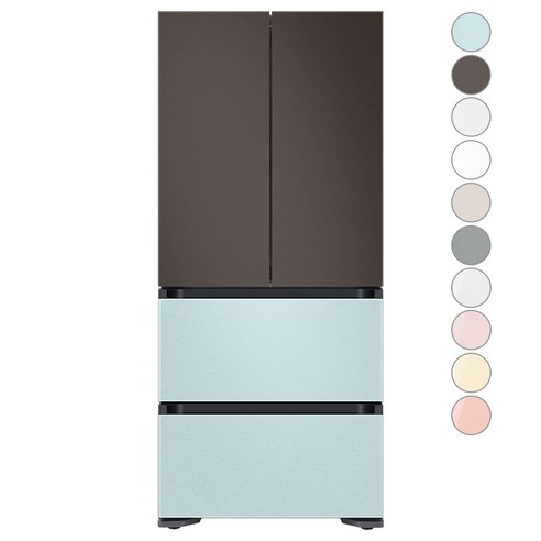 [색상선택형] 삼성전자 비스포크 김치플러스 프리스탠딩 4도어 냉장고 586L 방문설치, 코타 모닝블루