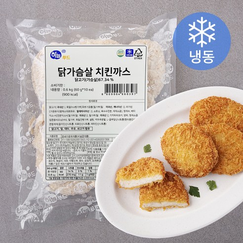 하늘푸드 닭가슴살 치킨까스 10입 (냉동), 600g, 1팩