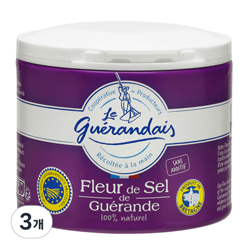 르게랑데 게랑드 플뢰르 드 셀 토판 천일염, 125g, 3개