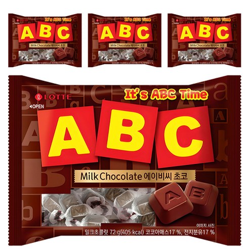 롯데웰푸드 ABC 초콜릿, 72g, 4개
