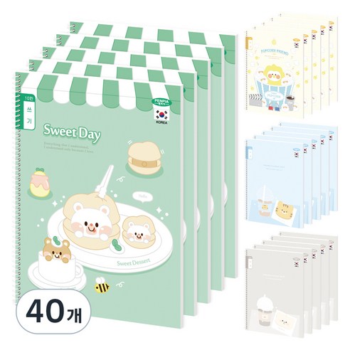 펜피아 1 000 초등 스프링노트 10칸쓰기 공용, 랜덤 발송, 40개