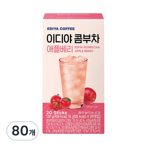 이디야커피 콤부차 애플베리, 4개, 20개입, 6g