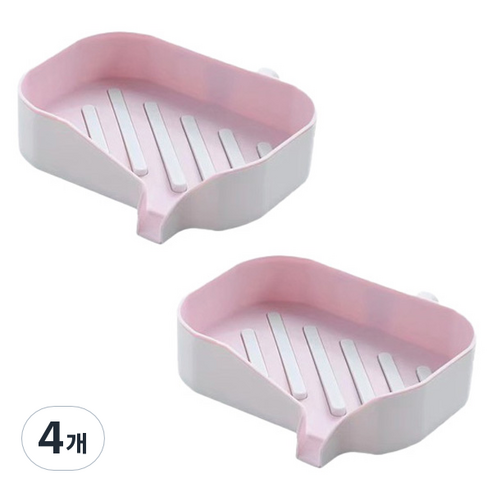 맥라이프 욕실 물빠짐 비누 받침대 케이스, 핑크, 4개