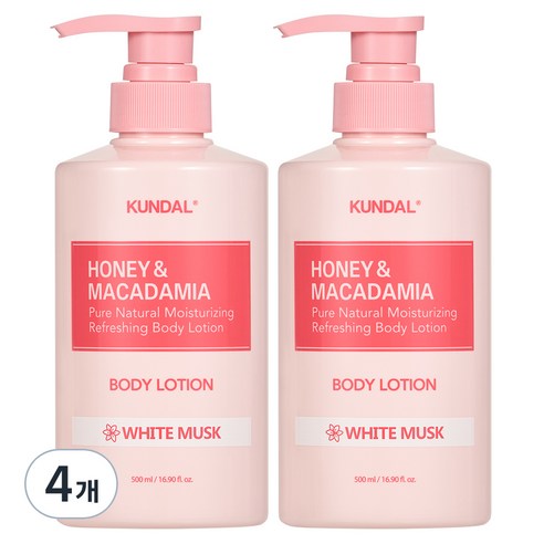 쿤달 퓨어 바디로션 화이트머스크향, 500ml, 4개