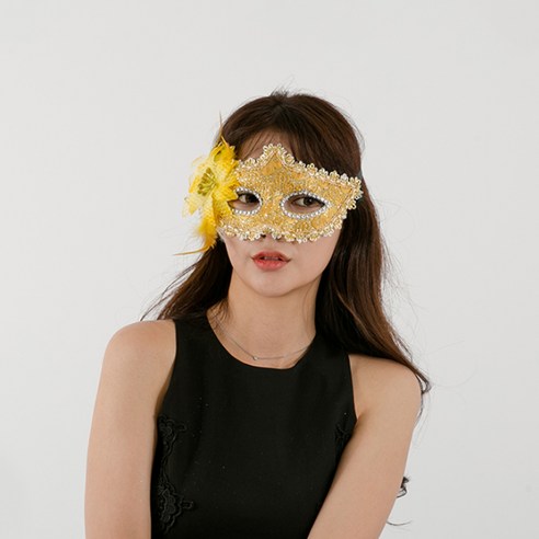 파티쇼 베네치아 플라워 반가면 3p, 골드, 3개