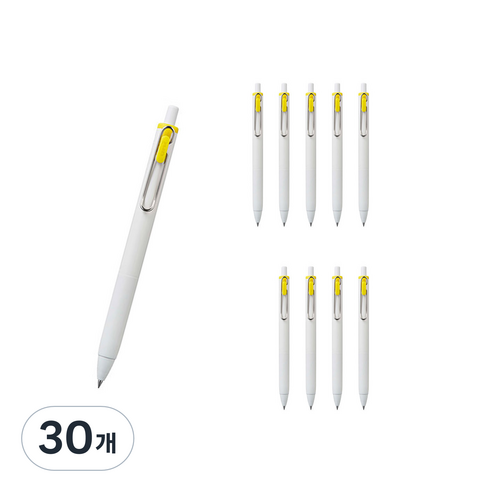 유니볼 원 중성 잉크펜 0.5mm, 옐로우, 30개