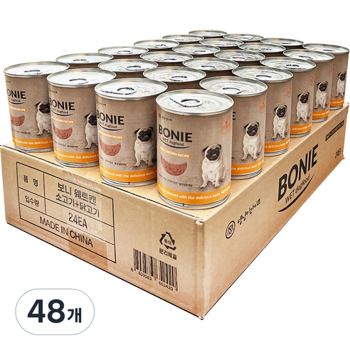 댕냥이라이프 강아지 보니웨트캔, 소고기 + 닭고기 혼합맛, 375g, 48개