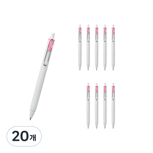 유니볼 원 중성 잉크펜 0.5mm, 라이트핑크, 20개