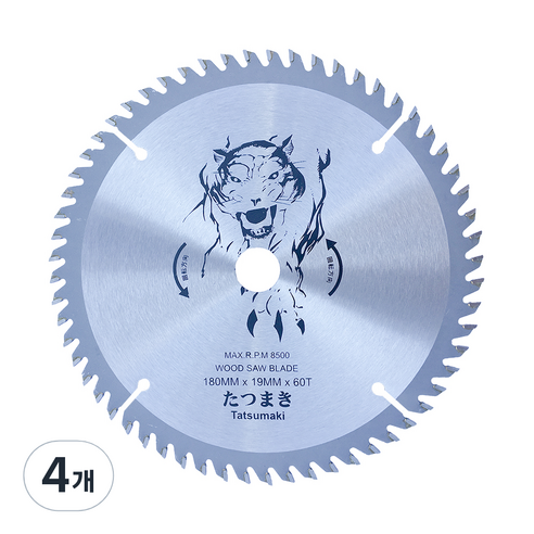 타쓰마끼 목재용 원형톱날 180 x 19 x 2.5 mm, 4개
