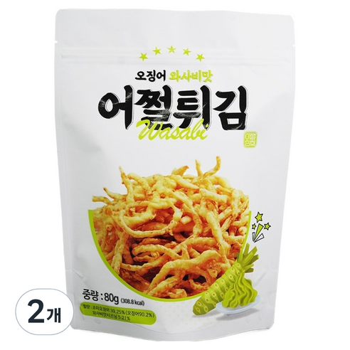 어쩔튀김 오징어튀김 와사비맛, 80g, 2개