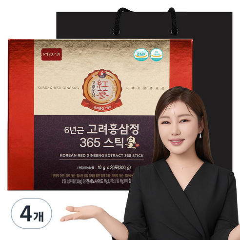 6년근 고려홍삼정 365 스틱 황, 300g, 4개