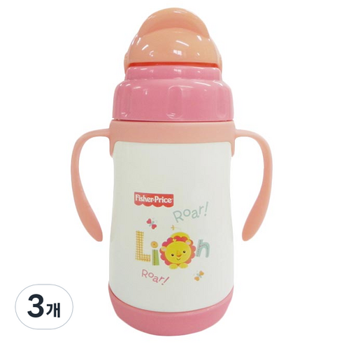 피셔프라이스 스텐 진공 보온보냉 빨대 물병 260ml, 핑크, 3개